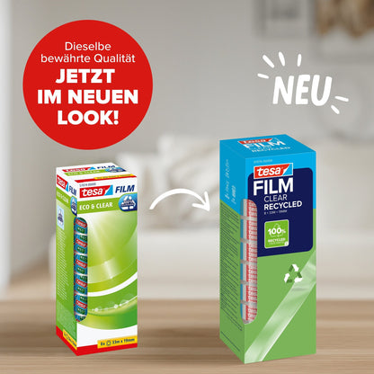 tesafilm CLEAR RECYCLED, transparent, 33 m x 19 mm – Produktmerkmale