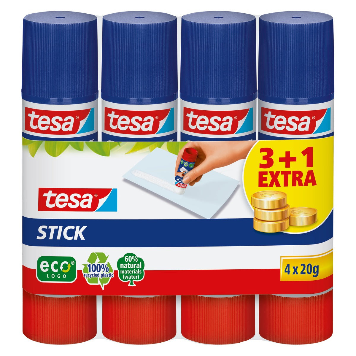 tesa STICK Klebestift, weiß-transluzent, ecoLogo, 20 g