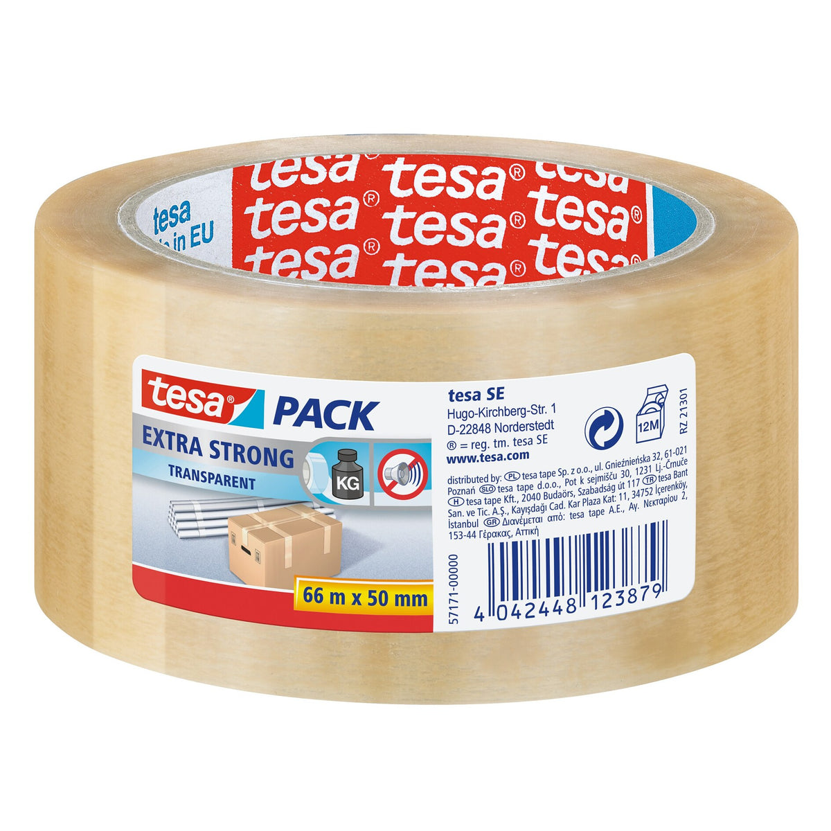 tesapack Extra Strong Verpackungsklebeband, 66 m x 50 mm transparent