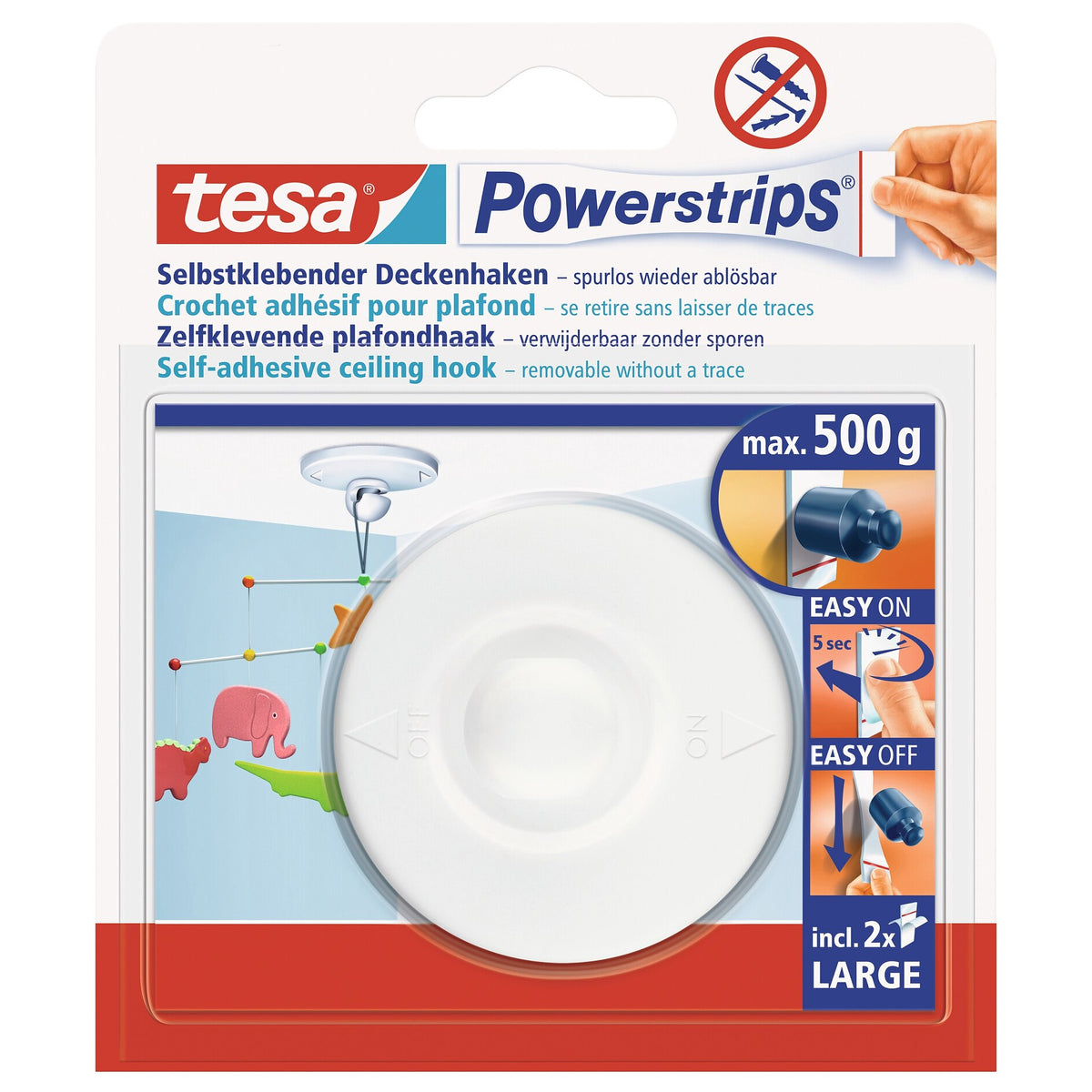 tesa Powerstrips Deckenhaken, weiß