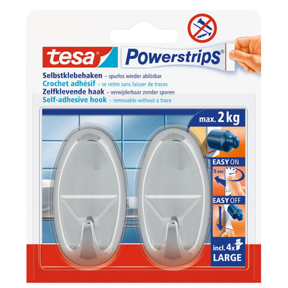 tesa Powerstrips Haken Large OVAL chrom
