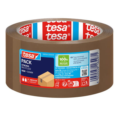 tesapack STRONG RECYCLED Klebeband, 66 m x 50 mm braun