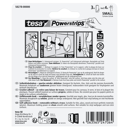 tesa Powerstrips Haken S Eckig schwarz