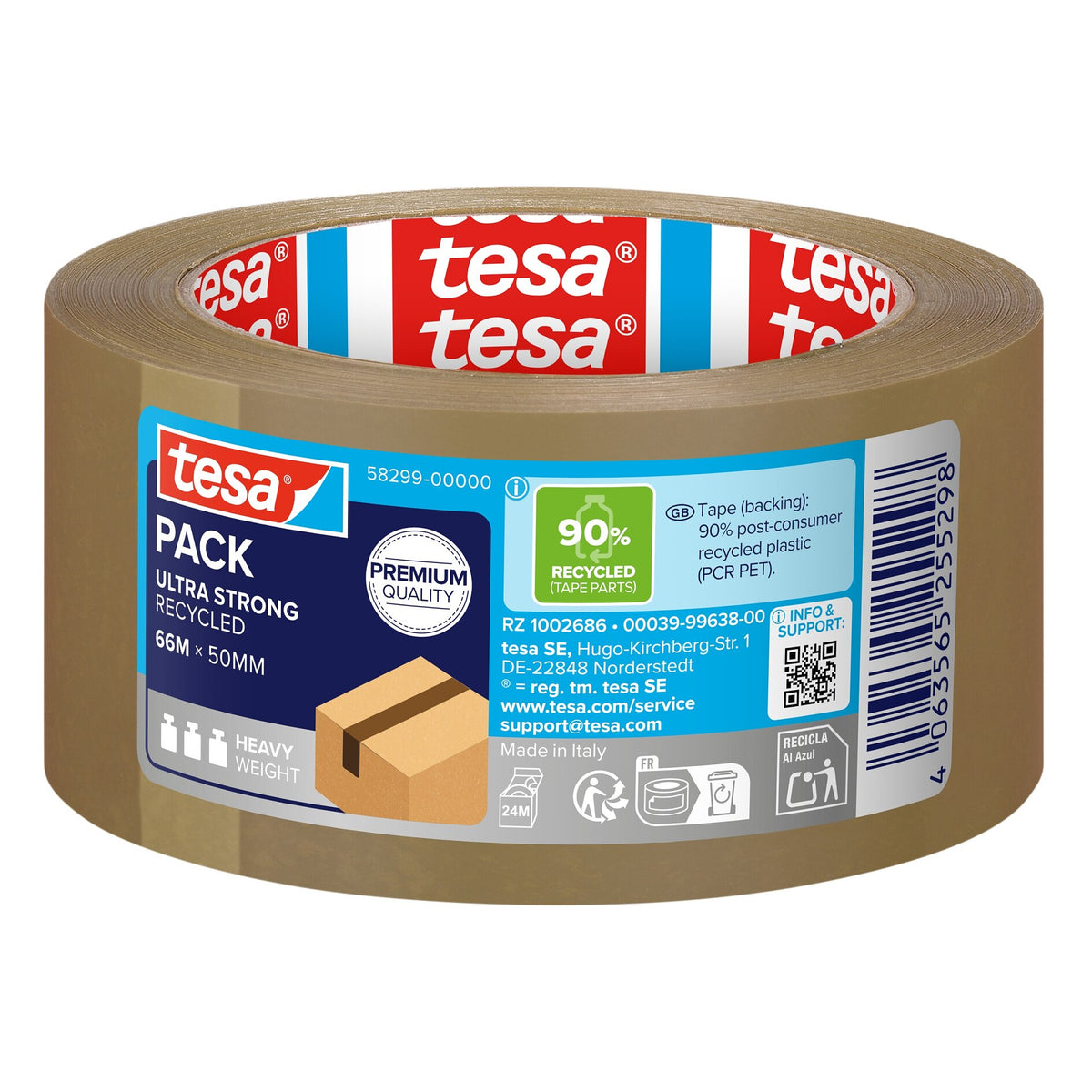 tesapack ULTRA STRONG RECYCLED, 66 m x 50 mm braun