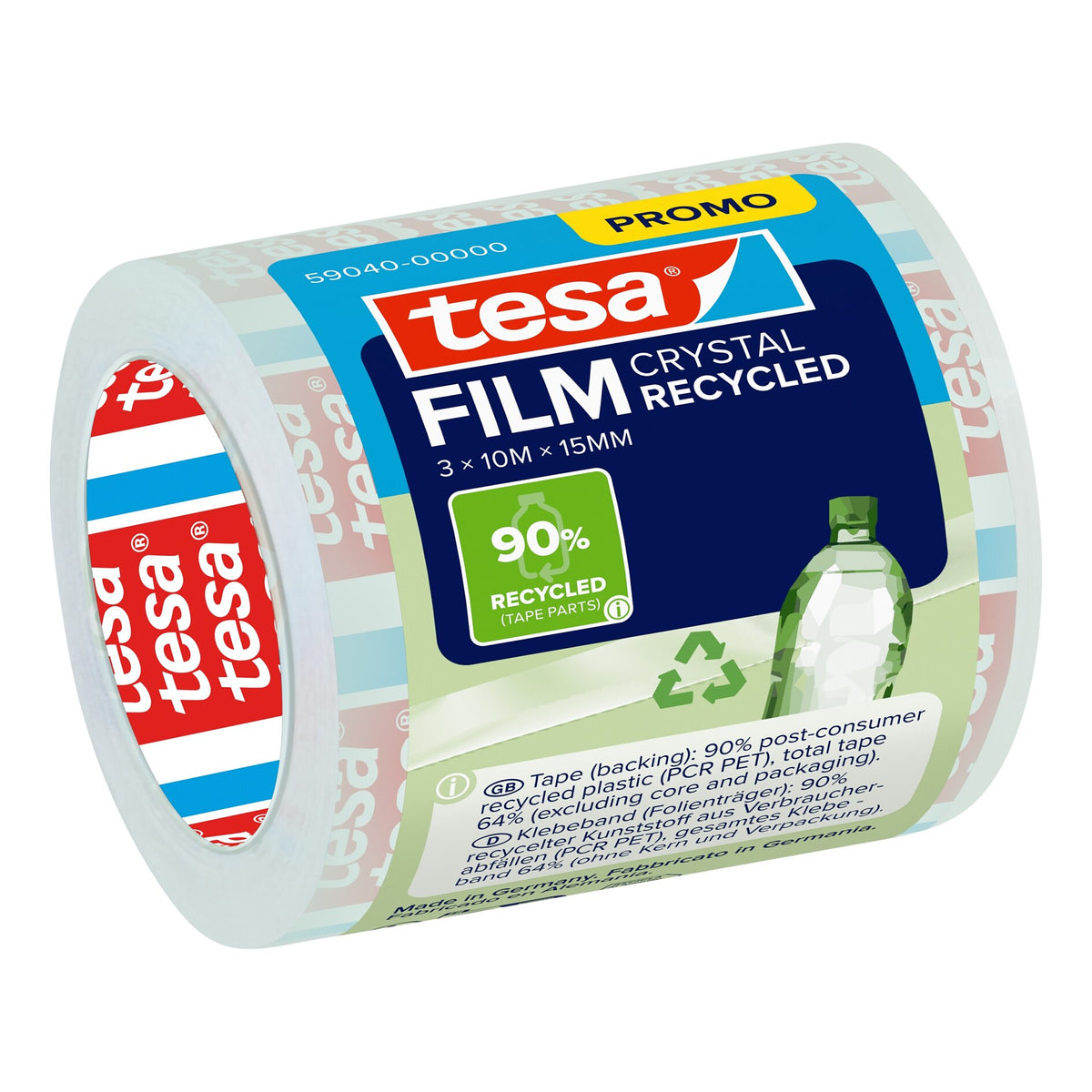 tesafilm CRYSTAL RECYCLED, transparent, 10 m x 15 mm