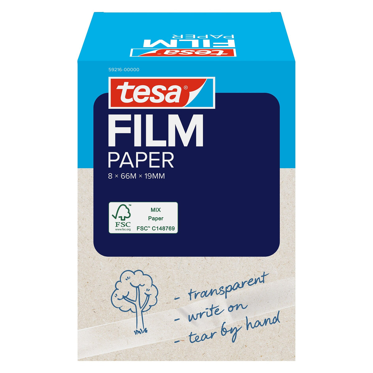 tesafilm PAPER, transparent 66 m x 19 mm