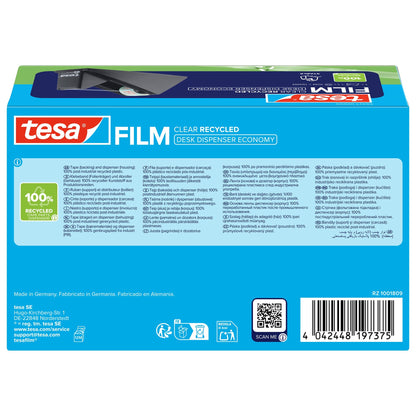 tesa DESK DISPENSER ECONOMY RECYCLED Tischabroller mit tesafilm CLEAR RECYCLED, transparent