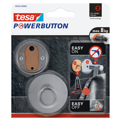 tesa Powerbutton Haken Premium edelstahl