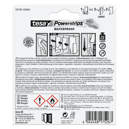 tesa Powerstrips Waterproof Rasiererhalter Zoom, Metall, weiß