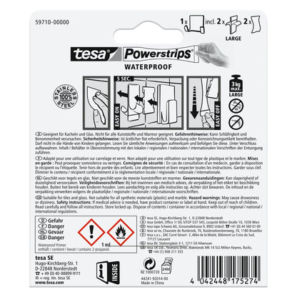 tesa Powerstrips Waterproof Duohaken Zoom, Metall, weiß