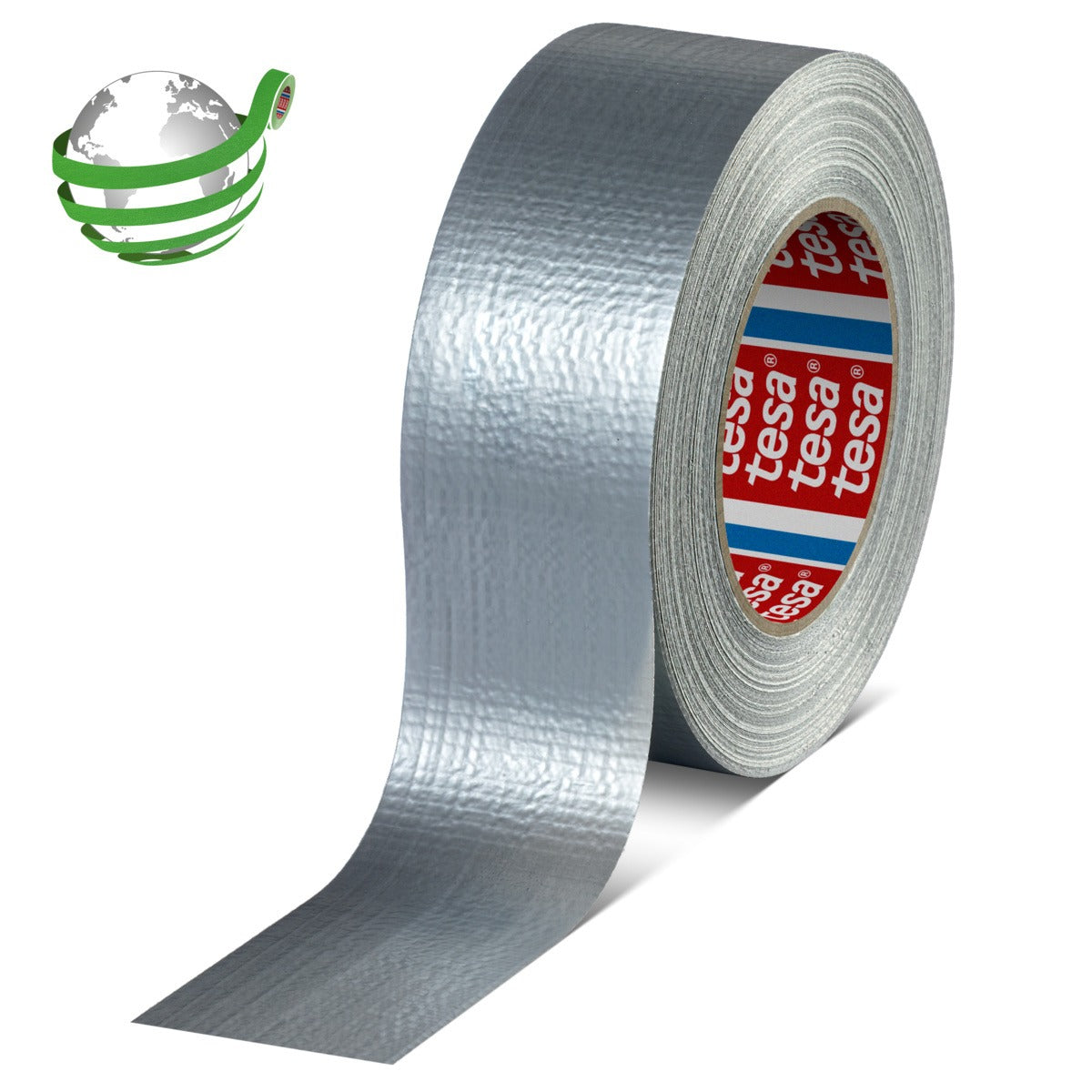 tesa 60462 Duct Tape mit recyceltem Träger silber-grau, 50 m x 50 mm