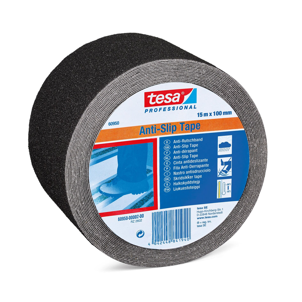 tesa Professional 60950 / 60952 Anti-Rutschband schwarz, 15 m x 100 mm