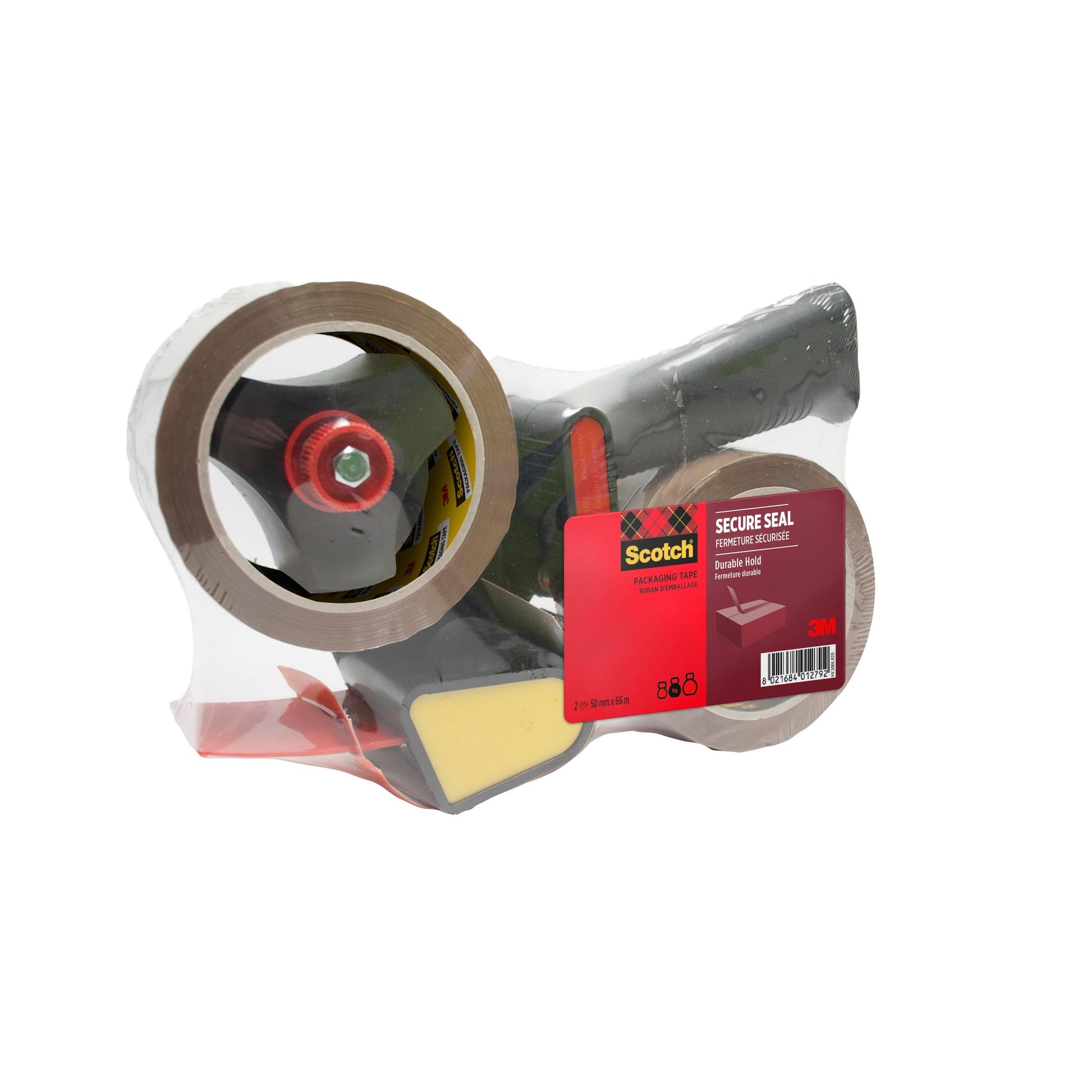 Das 3M Deutschland GmbH Abroller mit Pistolengriff + Scotch® Verpackungsklebeband Set (braun, 50 mm x 66 m, 1 Spender + 2 Rollen) sorgt für einen sicheren Verschluss von Verpackungen und einfache Handhabung beim Verpacken.