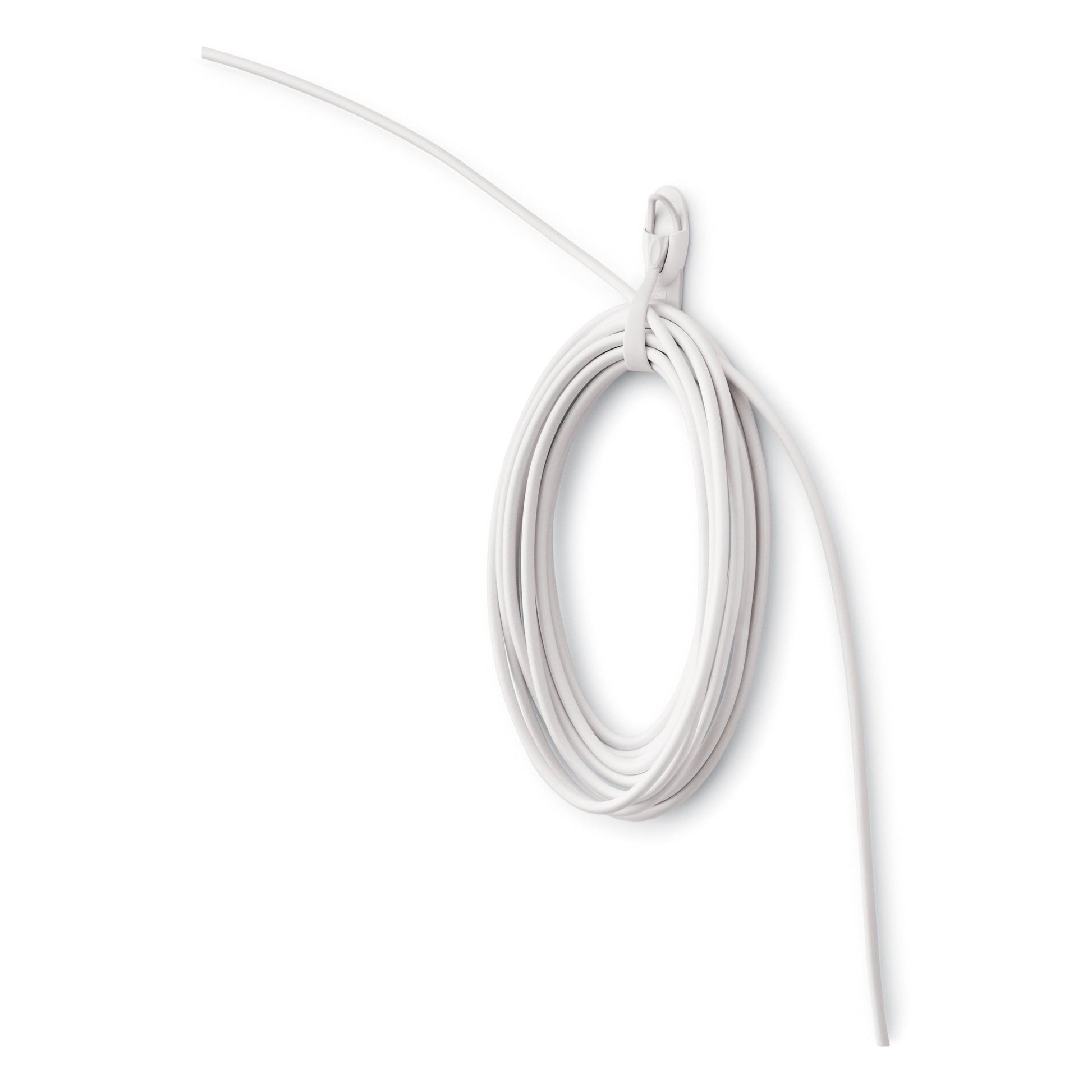 Der 3M Deutschland GmbH Command™ Kabelhalter, 17304-FR, ist ideal zur Kabelorganisation und hilft, Kabelchaos zu vermeiden - perfekt mit weißem Design vor schlichtem Hintergrund.