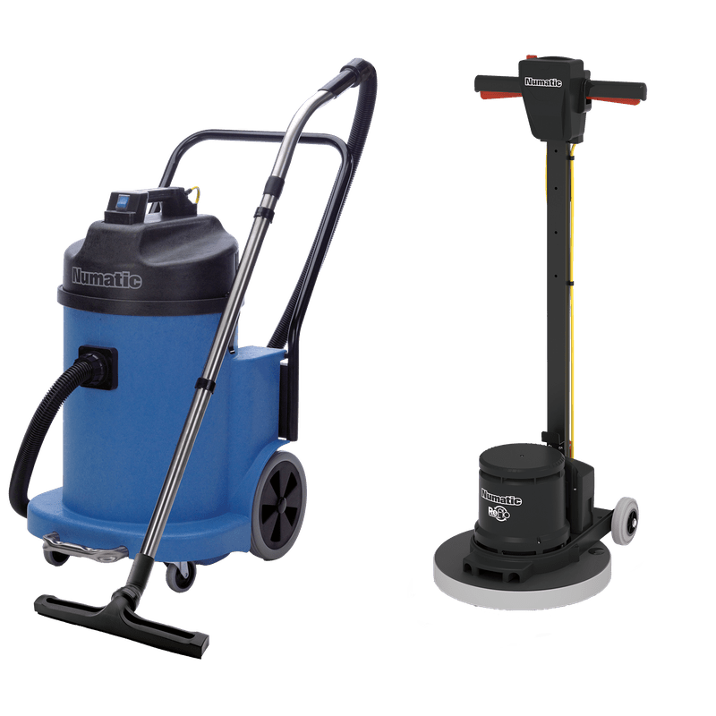Numatic μονό δίσκο μηχάνημα HFM1515R / ESM σετ 2B με ηλεκτρική σκούπα νερού WV900-2 και PadLoc Trei | Συσκευασία (1 τεμάχιο)