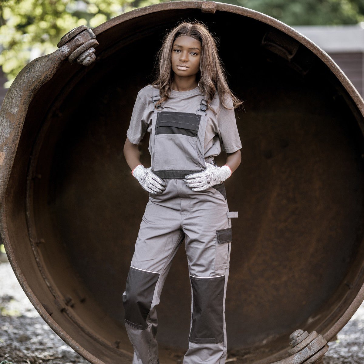 NITRAS MOTION TEX LIGHT, dungarees, γκρι / μαύρο