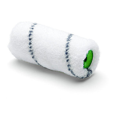 Η Nölle Profi Brush Kombiwalze Nylon 10 cm από την Nölle Profi Brush Bürsten- & Pinseltechnik e.K. είναι λευκή με δύο λεπτές μαύρες λωρίδες και έναν ορατό πράσινο πυρήνα, απεικονισμένη σε ένα μονόχρωμο λευκό φόντο - ιδανική για τις ανάγκες σας στη ζωγραφική.