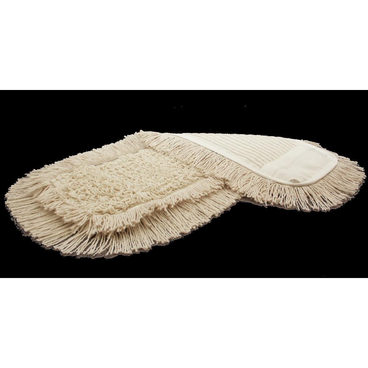 Δύο μπεζ TASKI Multi Mop Special κεφαλές σφουγγαρίστρας από την Diversey Deutschland GmbH & Co. OHG με κρόσσια και δομημένη επιφάνεια σε μαύρο φόντο – ιδανικές για επαγγελματικό, αποτελεσματικό καθαρισμό (πακέτο 5 τεμαχίων).
