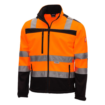 NITRAS MOTION TEX VIZ, σακάκι softshell υψηλής ορατότητας, νέον πορτοκαλί / μαύρο