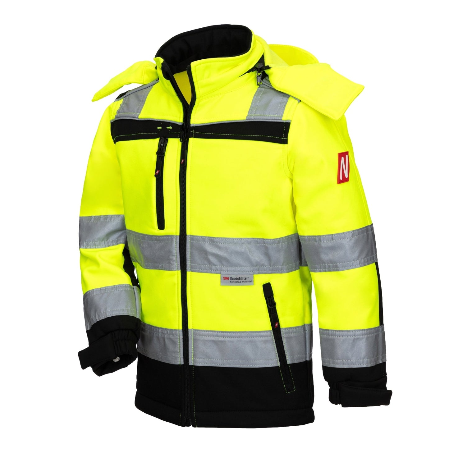 NITRAS MOTION TEX KIDS, σακάκι softshell υψηλής ορατότητας, νέον κίτρινο / μαύρο