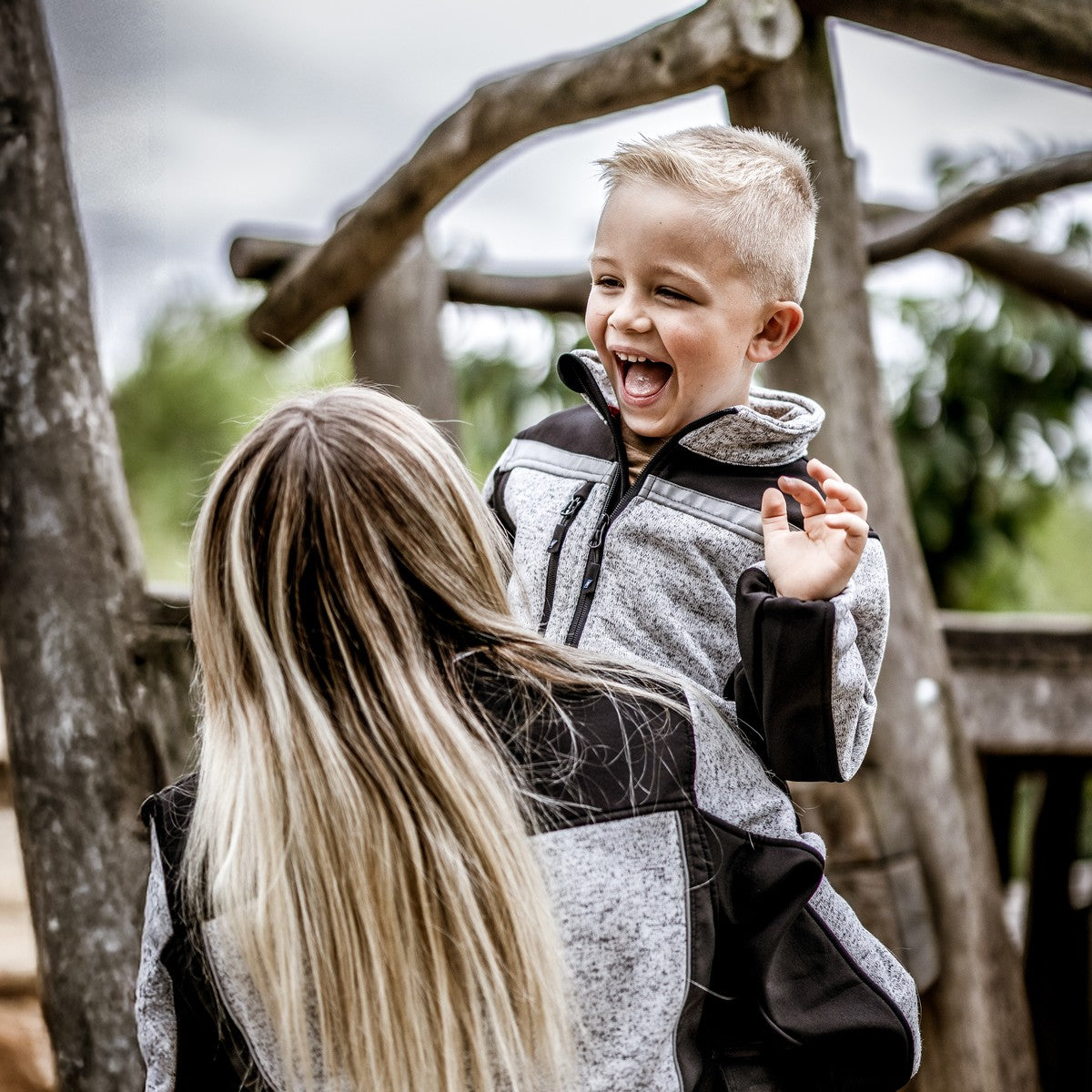 NITRAS MOTION TEX KIDS, πλεκτό μπουφάν softshell, ανοιχτό γκρι / μαύρο