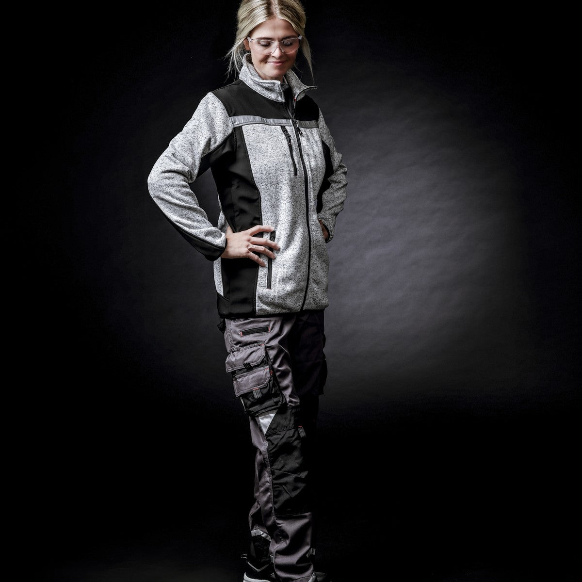 NITRAS MOTION TEX PLUS, πλεκτό σακάκι softshell, ανοιχτό γκρι / μαύρο