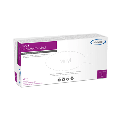 Εξεταστικά γάντια MaiMed-βινυλίου, μη αποστειρωμένα, σε σκόνη, 100 τεμάχια/κουτί