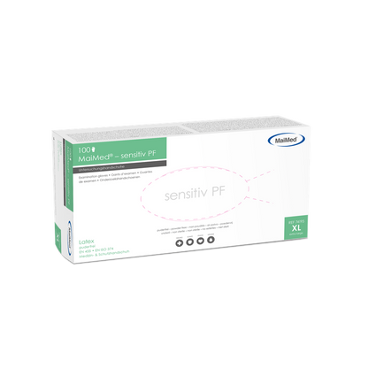 Εξεταστικά γάντια από λάτεξ ευαίσθητα MaiMed, μη αποστειρωμένα, χωρίς πούδρα, 100 τεμάχια/κιβώτιο