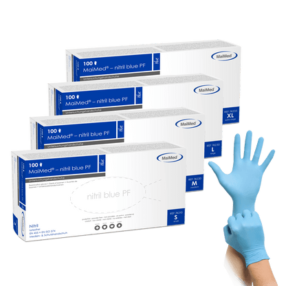 MaiMed-nitrile blue PF Blue, μη αποστειρωμένο, σε σκόνη. Γάντια χωρίς λάτεξ 100 τεμάχια/κουτί