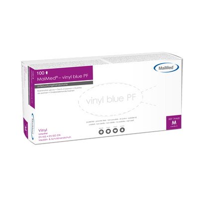 MaiMed-βινυλίου μπλε PF, μη αποστειρωμένα γάντια βινυλίου χωρίς πούδρα 100 τεμάχια/κουτί