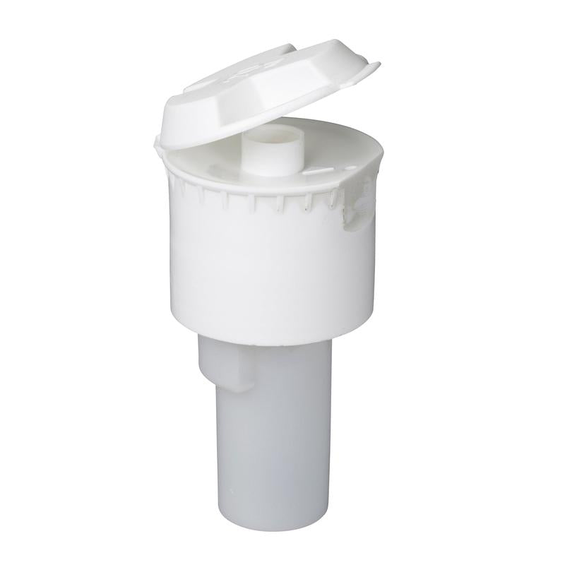 Το καπάκι δοσομέτρησης, 20ml λευκό από την Diversey Deutschland GmbH & Co. OHG είναι ένα λευκό καπάκι δοσομέτρησης από πλαστικό με Flip-Top για φιάλες 2L και φιάλες δοσομέτρησης 1L EXACT, εδώ μερικώς ανοιχτό με εσωτερικό ακροφύσιο. Λειτουργικός σχεδιασμός, πωλείται ως χαρτοκιβώτιο (6 συσκευασίες) σε λευκό φόντο.
