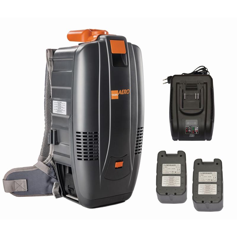 Το TASKI AERO BP Li-Ion Starterset της Diversey Deutschland GmbH & Co. OHG είναι μια υπερ-ελαφριά σκούπα ράχης με τεχνολογία λιθίου-ιόντων, ιμάντες ώμου/μεταφοράς, φορτιστή, καλώδιο ρεύματος και 2 αφαιρούμενες μπαταρίες (1 πακέτο).