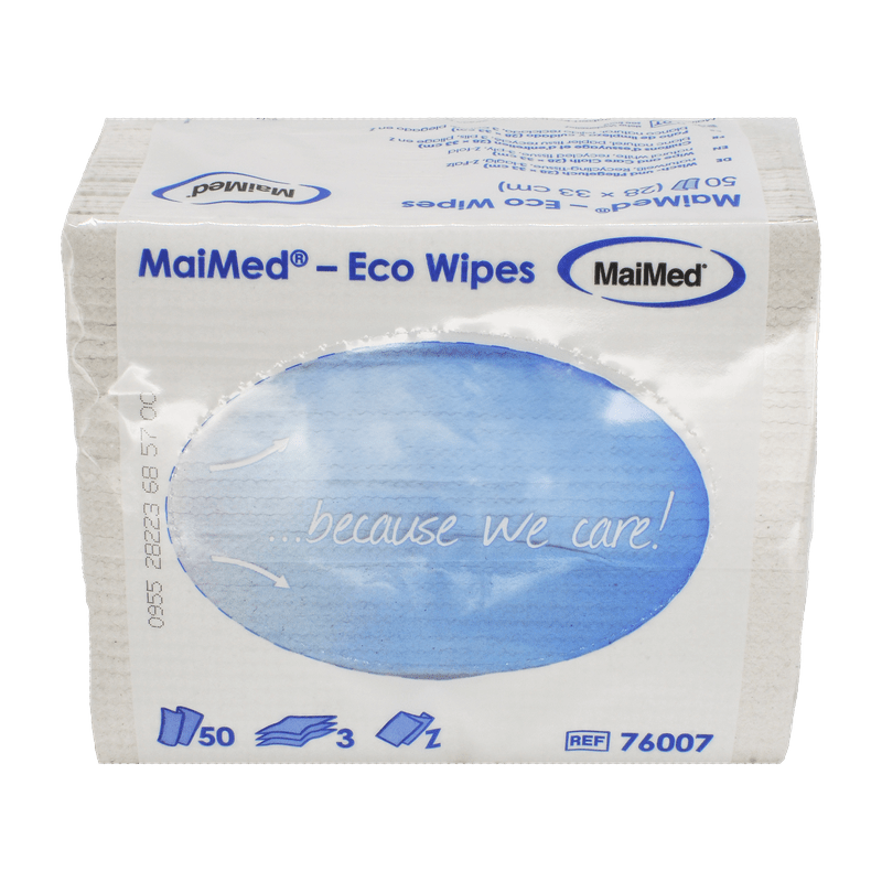 MaiMed- Eco Wipes - πανί σκουπίσματος & περιποίησης, 28x33cm ανακυκλωμένο χαρτομάντιλο, φυσικό λευκό, 3 στρώσεις, 50 τεμάχια/συσκευασία | Συσκευασία (50 τεμάχια)