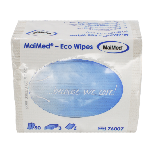 MaiMed- Eco Wipes - πανί σκουπίσματος & περιποίησης, 28x33cm ανακυκλωμένο χαρτομάντιλο, φυσικό λευκό, 3 στρώσεις, 50 τεμάχια/συσκευασία | Συσκευασία (50 τεμάχια)