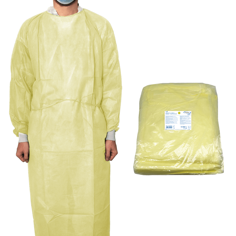 MaiMed-Coat ViruGuard, προστατευτικό φόρεμα από fleece, κίτρινες μανσέτες BW, 140x140cm, 10 τεμάχια/συσκευασία Σειρά: Protect | Συσκευασία (10 τεμάχια)