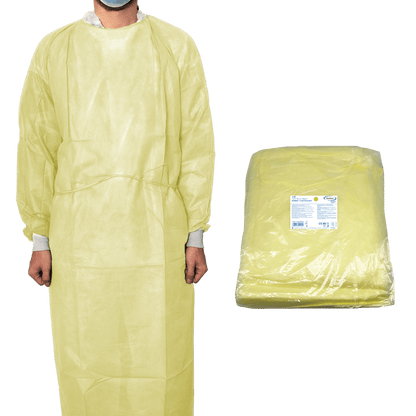 MaiMed-Coat ViruGuard, προστατευτικό φόρεμα από fleece, κίτρινες μανσέτες BW, 140x140cm, 10 τεμάχια/συσκευασία Σειρά: Protect | Συσκευασία (10 τεμάχια)