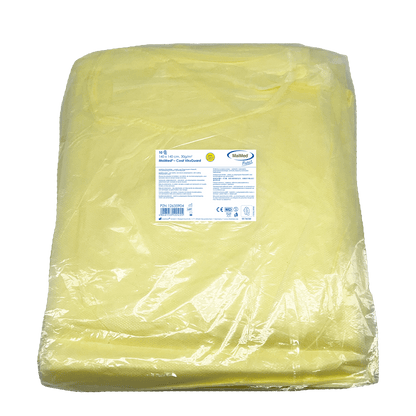 MaiMed-Coat ViruGuard, προστατευτικό φόρεμα από fleece, κίτρινες μανσέτες BW, 140x140cm, 10 τεμάχια/συσκευασία Σειρά: Protect | Συσκευασία (10 τεμάχια)