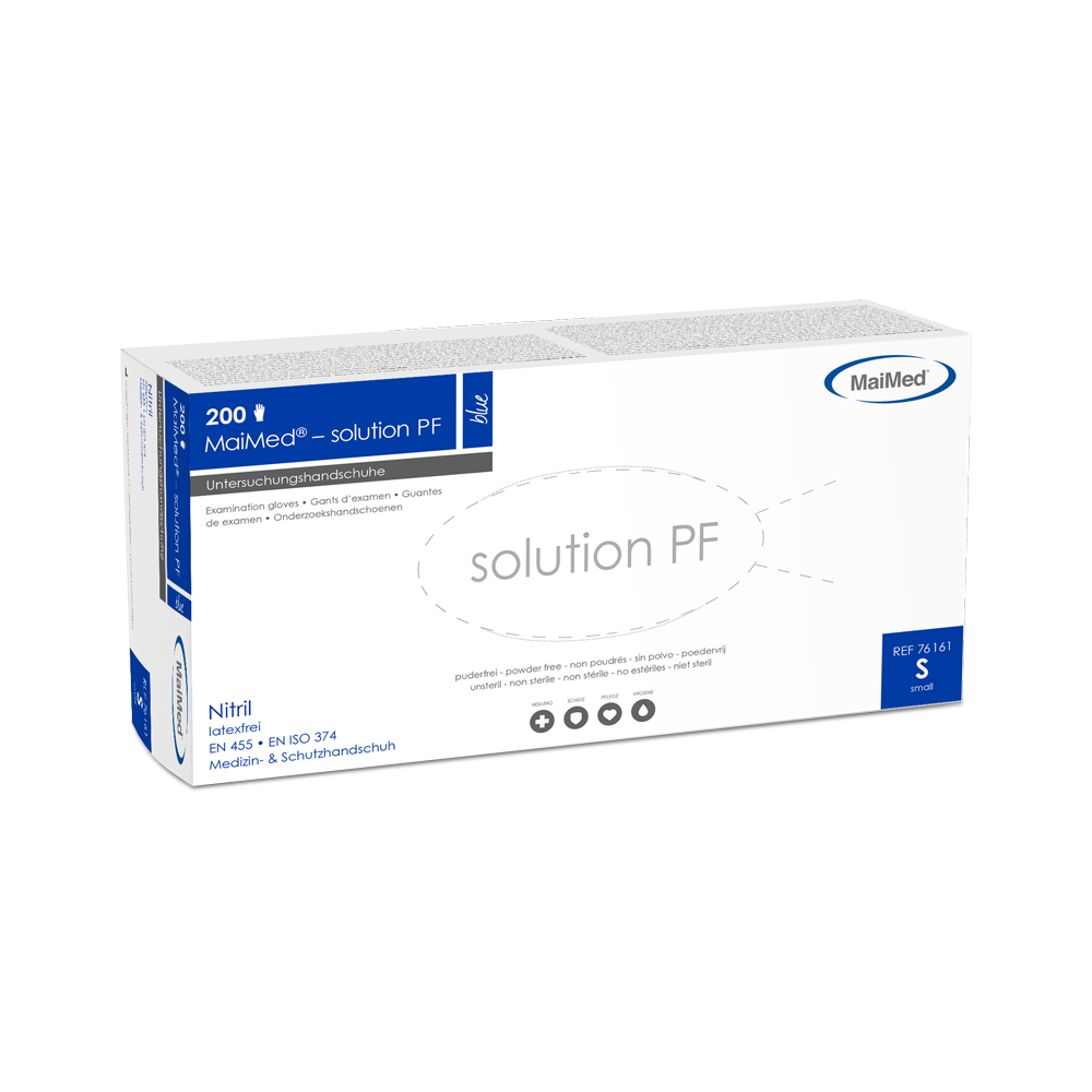 MaiMed-solution PF, μπλε, γάντι νιτριλίου χωρίς λατέξ, μπλε, 200 τεμάχια/κουτί