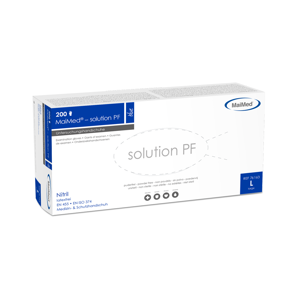 MaiMed-solution PF, μπλε, γάντι νιτριλίου χωρίς λατέξ, μπλε, 200 τεμάχια/κουτί