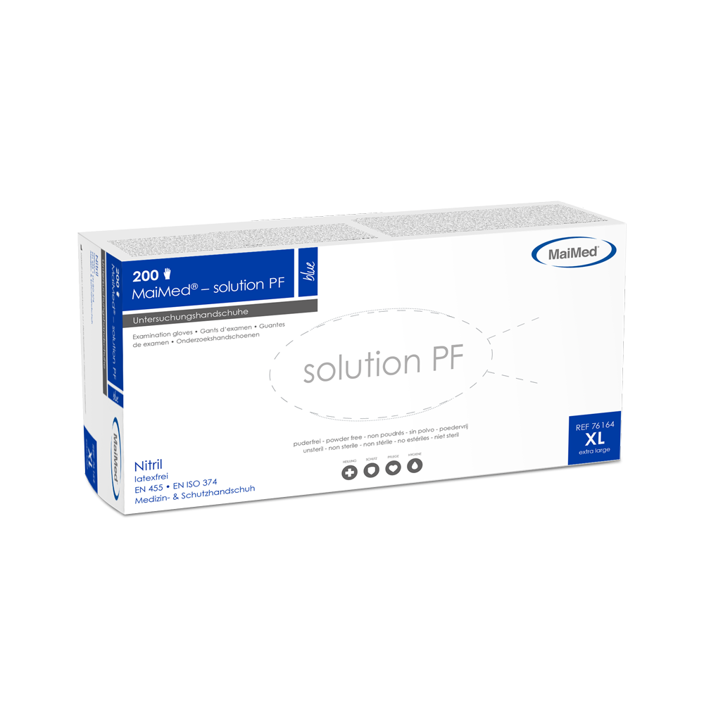 MaiMed-solution PF, μπλε, γάντι νιτριλίου χωρίς λατέξ, μπλε, 200 τεμάχια/κουτί