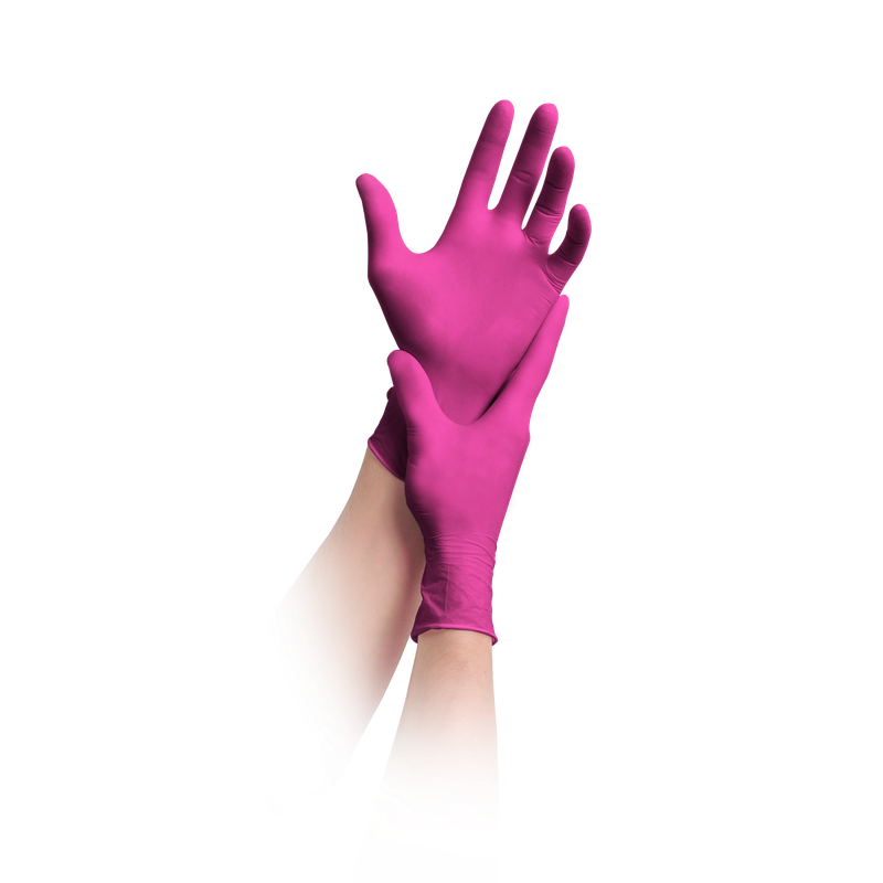 Γάντια MaiMed-solution100 χωρίς λάτεξ, ματζέντα, μη αποστειρωμένα, χωρίς πούδρα