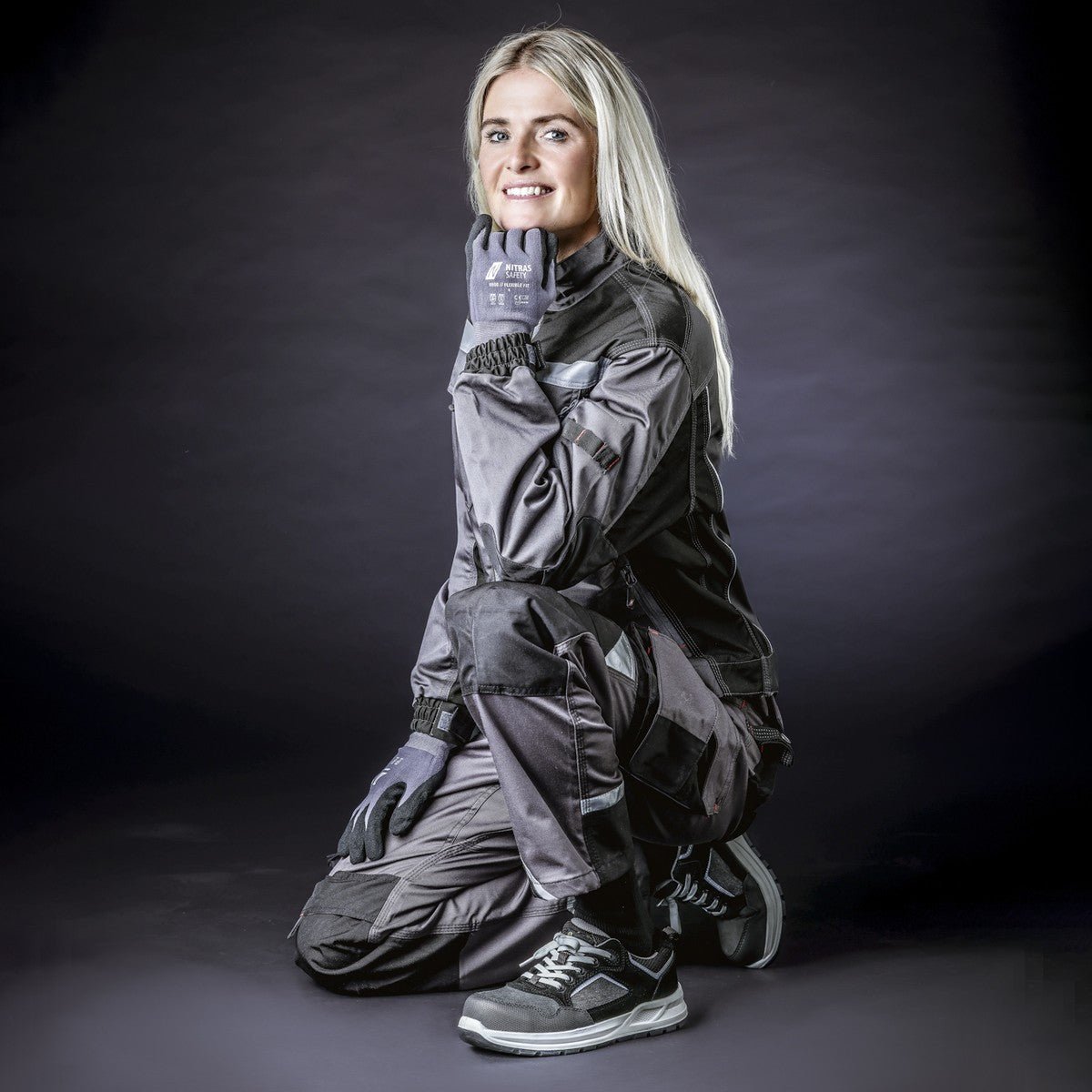 NITRAS FLEXIBLE FIT, γάντια συναρμολόγησης, γκρι / μαύρο