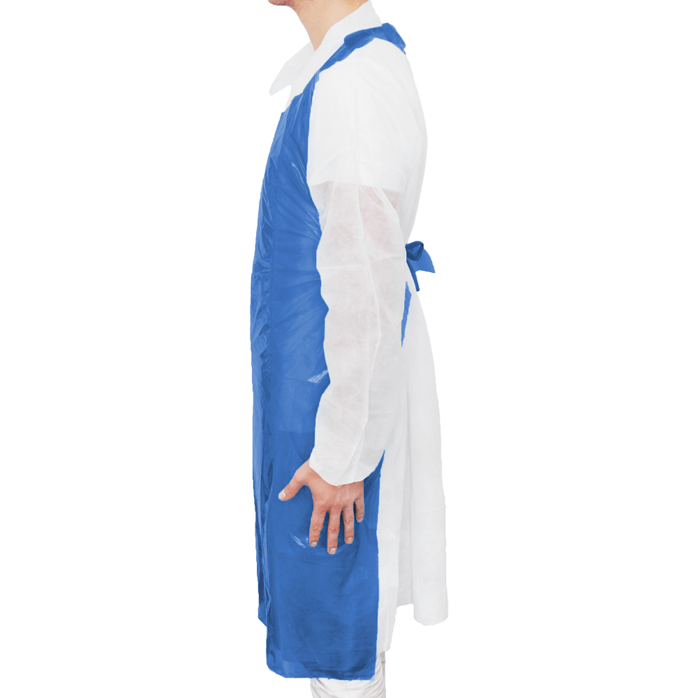 MaiMed-Apron Light PE, ποδιά από PE 75x120cm μπλε, 100 τεμάχια/συσκευασία, φραγμένη, λεία επιφάνεια | Συσκευασία (100 τεμάχια)