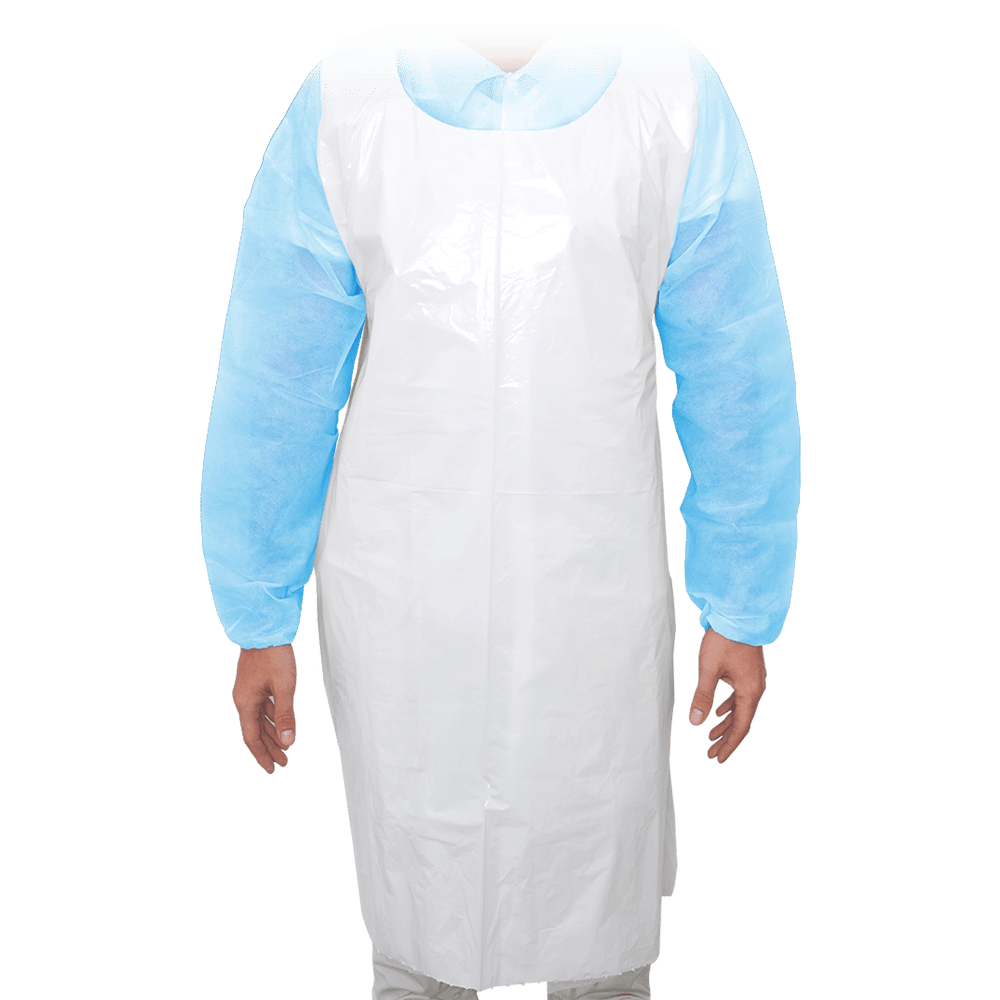 MaiMed-Apron Light PE, ποδιά από PE 75x120cm λευκή, 100 τεμάχια/συσκευασία, φραγμένη, λεία επιφάνεια | Συσκευασία (100 τεμάχια)