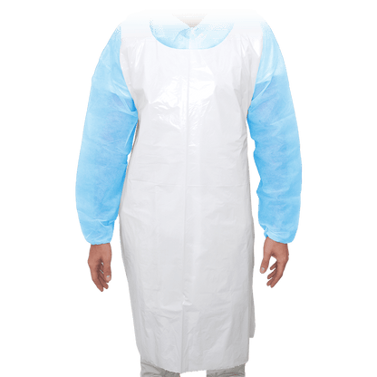 MaiMed-Apron Light PE, ποδιά από PE 75x120cm λευκή, 100 τεμάχια/συσκευασία, φραγμένη, λεία επιφάνεια | Συσκευασία (100 τεμάχια)