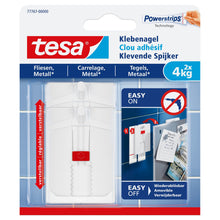 tesa Verstellbarer Klebenagel für Fliesen und Metall, weiß, bis 4 kg