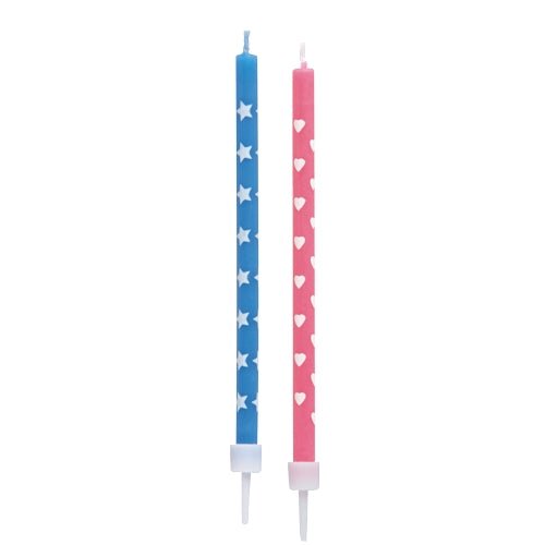 Δύο PAPSTAR GmbH γενέθλια κεριά (10 cm, πολύχρωμα με βάση, 12 τεμάχια) στέκονται όρθια σε λευκό φόντο - πολύχρωμα κεριά γενεθλίων με βάση, ιδανικά για κάθε γιορτή.