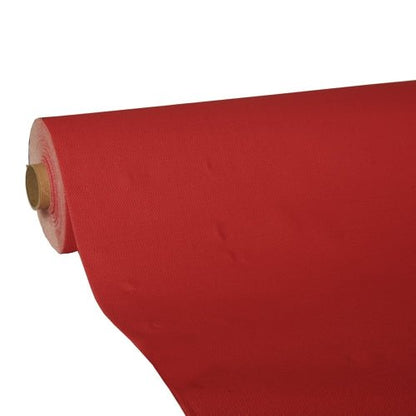Ένας μεγάλος ρόλος τραπεζομάντηλου PAPSTAR, Tissue «ROYAL Collection» της PAPSTAR GmbH, είναι μερικώς ξετυλιγμένος και αποκαλύπτει τον χαρτονένιο πυρήνα. Το υψηλής ποιότητας ύφασμα Tissue φαίνεται σε ένα απλό λευκό φόντο.