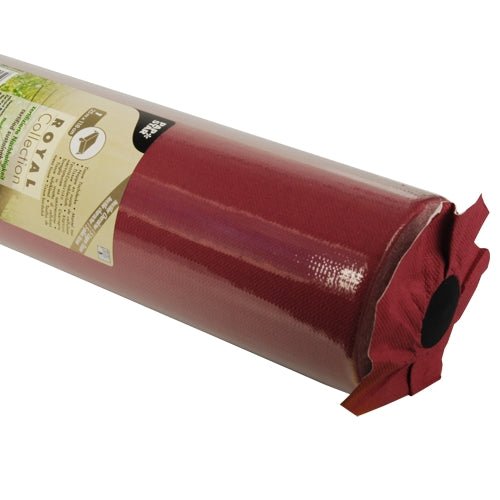 Ένα ρολό τραπεζομάντηλου Tissue "ROYAL Collection" της PAPSTAR GmbH στο χρώμα του καστανού, εν μέρει τυλιγμένο σε διαφανή συσκευασία με την ετικέτα του προϊόντος, σας προσφέρει εξαιρετική ποιότητα Tissue.