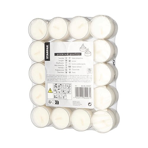 Μια συσκευασία με 40 λευκά ρεσώ Starpak (Ø 38 mm, 19 mm) παραδίδεται για λόγους ασφαλείας σε ένα περίβλημα από πολυκαρβονικό, με μια κεντρική ορθογώνια ετικέτα στο συσκευασμένο κέλυφος, που εμφανίζει πληροφορίες προϊόντος, οδηγίες και προειδοποιήσεις.